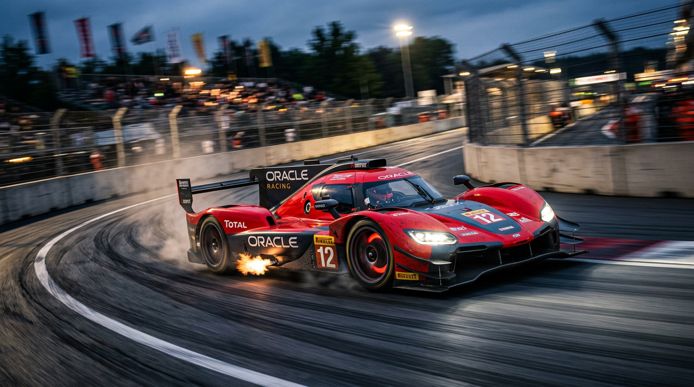 High speed race car on track curve
